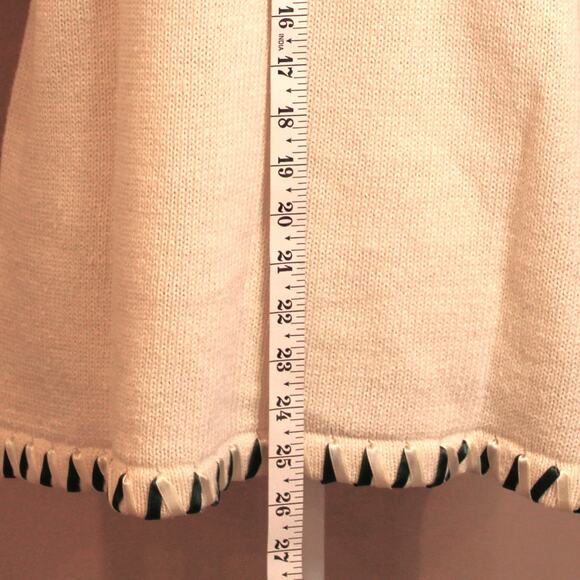 Cotton Knit Short Sleeve Scoop Neck Top Ribbon & Pearl Floral Embroidered sz M - Picture 6 of 11